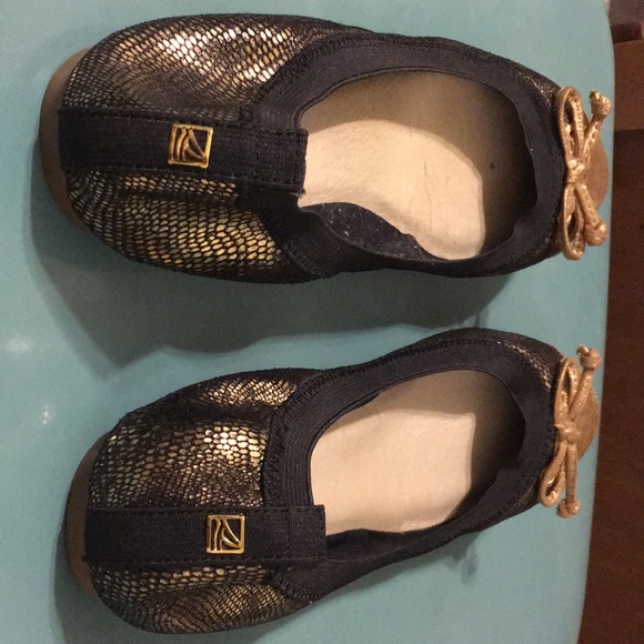 Sperry Black and Gold Top-Slider 7.5 - Picture 3 of 4
